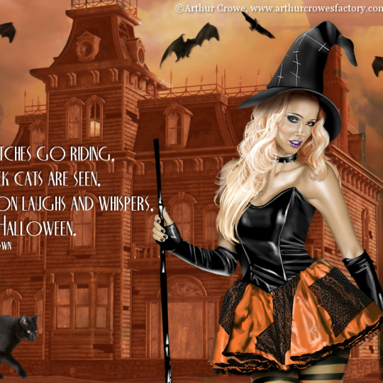 Arthur Crowe Halloween Witch & Cat